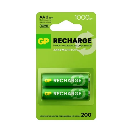 Аккумулятор AA/HR6 RECHARGE 1.2В 1000мА.ч 100AAHCV-2CRSBC2 16/96 (блист.2шт) GP 20252 - фото