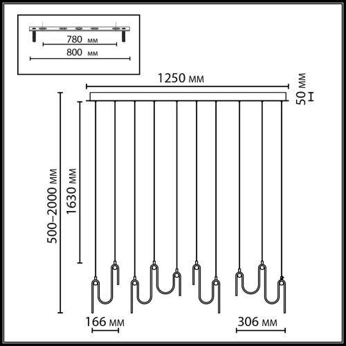Люстра линейная «ODEON LIGHT» 5106/52L, серия: FLOW. Фото 2.