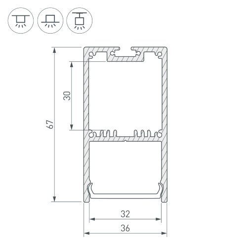 Профиль SL-LINE-3667-3000 ANOD (Arlight, Алюминий) - фото 3