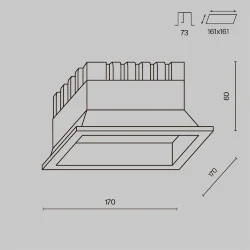 Встраиваемый светильник Okno 3000-4000-6000K 24W 100° IP 44 (Черный)