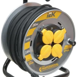 Удлинитель на метал. катушке 4х30м с заземл. 16А IP44 Professional УК30 КГ 3х1.5 термозащита IEK WKP16-16-04-30-44