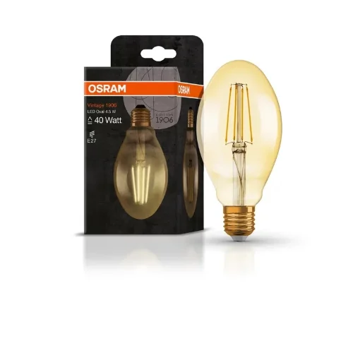 Лампа светодиодная винтажная 4W/2400K E27 230V | 1906 LED OVAL FILAMENT GOLD | - OSRAM. Фото 2