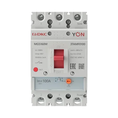 Выключатель автоматический MGS160 3P 80-100A 25kA YON MGS160M-3TAMF0100 - фото 2