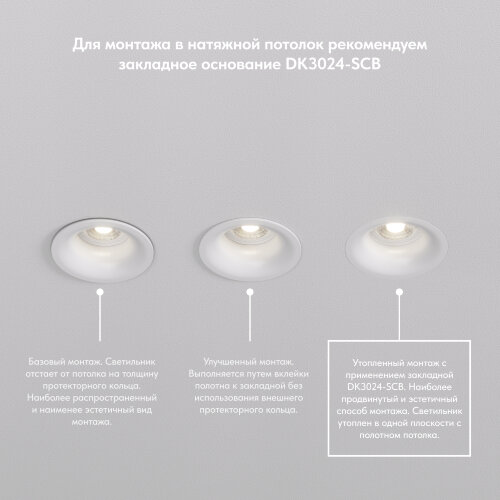 DK3024-WH Встраиваемый светильник, IP 20, 10 Вт, GU5.3, LED, белый, пластик. Фото 4