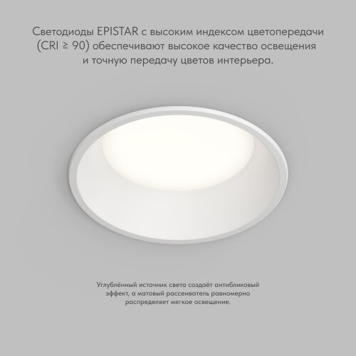 Встраиваемый влагозащищенный светильник TRIM, 18 Вт LED 3000-4000-6500K, IP44, алюминий, акрил. Фото 3
