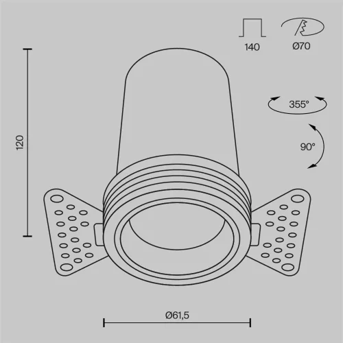 Встраиваемый светильник FOCUS LED 4000K 12Вт 60° (Черный) - фото 9