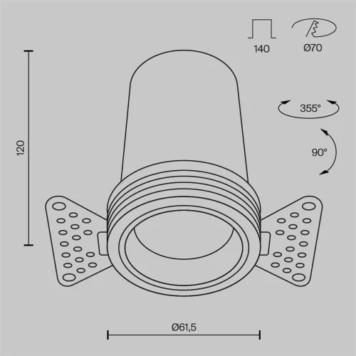 Встраиваемый светильник FOCUS LED 4000K 12Вт 60° (Черный) - фото 9