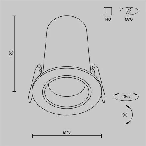 Встраиваемый светильник FOCUS LED 4000K 12Вт 60° (Черный) - фото 9