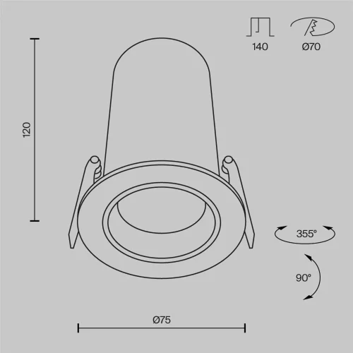 Встраиваемый светильник Фокус / FOCUS LED 12 Вт 4000 К 50° (Черный) DL125-L12-4K-B - фото 9