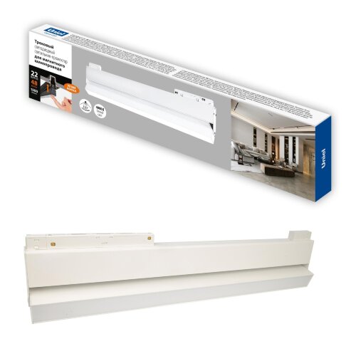 ULB-M80-22W/4000K/35 WHITE Светильник-прожектор линейный светодиодный трековый. Для магнитных шинопроводов. 2000 Лм. Белый свет (4000К) Черный. ТМ Uniel - фото