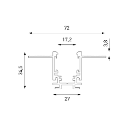 Шинопровод встраиваемый низкопрофильный под шпаклевку, серия SY-LINK, Белый, IP20, SY-LINK-20T2S-2.5-WH 019269