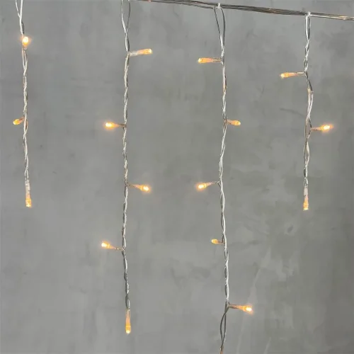 Гирлянда Бахрома 3,1 x 0,5 м Экстра Тепло-Белая 220В, 150 LED, Провод Прозрачный ПВХ, IP54. Фото 2.