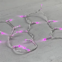 Гирлянда Нить с Колпачком 10м Розовая 24В, 100 LED, Провод Прозрачный ПВХ, IP65