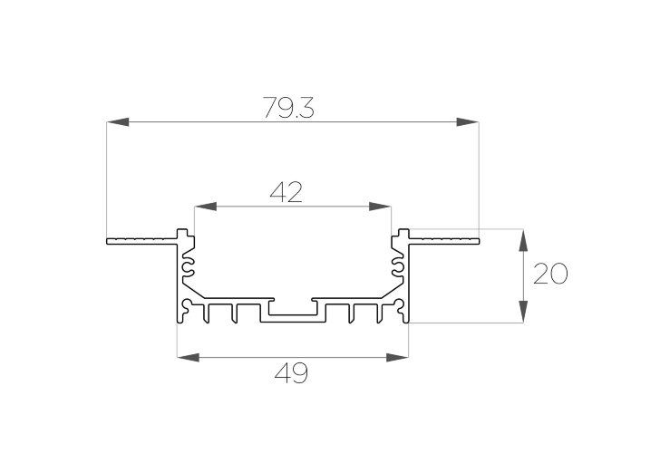 Профиль алюминиевый под шпаклевку LC-LPSH-2080-2 Anod - фото 2