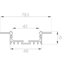Профиль алюминиевый под шпаклевку LC-LPSH-2080-2 Anod