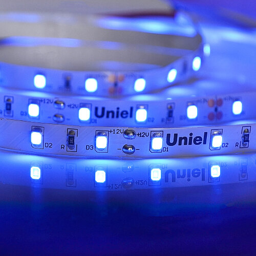 ULS-M11-2835-60LED-m-8mm-IP20-DC12V-4.8W-m-5M-BLUE PROFI Гибкая светодиодная лента на самоклеящейся основе, Катушка 5м, в герметичной упаковке, Синий свет. - фото 2