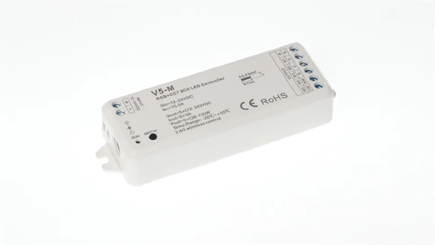 Контроллер V5-М IC84 RGB+CCT/DIM (12-24V, 5ch x 3A, 180/360W) - фото I
