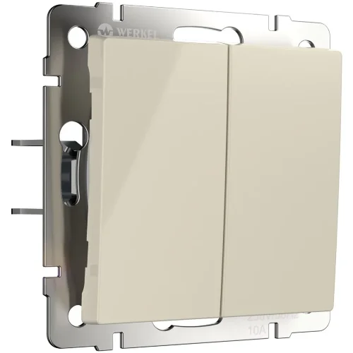 Выключатель двухклавишный с самовозвратом (слоновая кость) W1122403 - фото