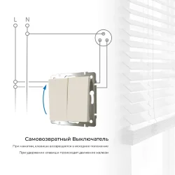 Выключатель двухклавишный с самовозвратом (слоновая кость) W1122403