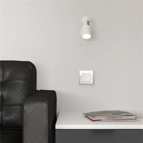 Рамка из металла на 1 пост Baguette белый/серебро W0012850 - фото 5