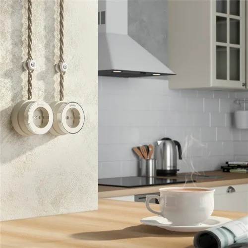 Розетка с заземлением Vintage слоновая кость матовый/хром W5871055 - фото 2