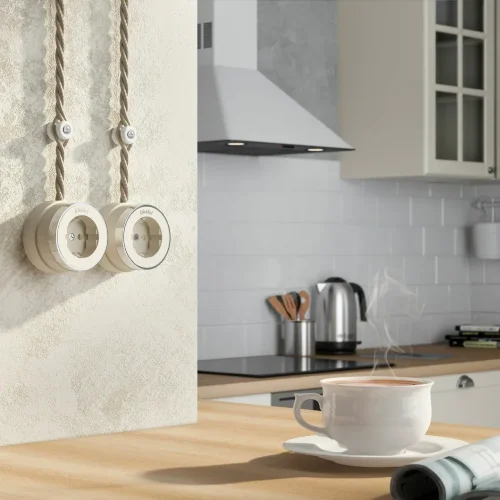 Розетка с заземлением Vintage слоновая кость матовый/хром W5871055 - фото 2