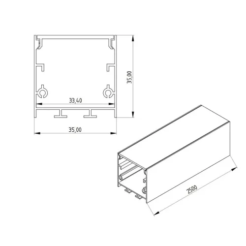 Алюминиевый профиль 320K (2500х35х35мм с рассеивателем) - фото II