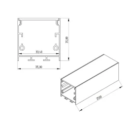 Алюминиевый профиль 320K (2500х35х35мм с рассеивателем)