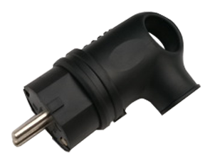 Вилка угловая с заземлением каучук 16А IP44 черная 9220 IN HOME - Фото