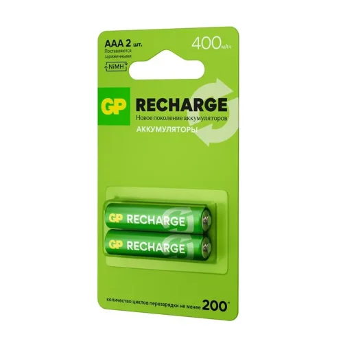 Аккумулятор AAA/HR03 RECHARGE 1.2В 400мА.ч 40AAAHCV-2CRSBC2 16/96 (блист.2шт) GP 20250 - фото 3