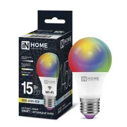 Лампа светодиодная LED-A60-RGBW-SMART 15Вт 230В Wi-Fi Е27 RGB-3000-6500К 1450Лм IN HOME