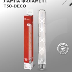 Лампа светодиодная LED-T30-deco 11Вт 230В Е27 4000К 1270Лм 300мм прозрачная IN HOME