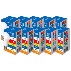 LED-A60-8W-3000K-E27-FR-SLS SET10 Лампа светодиодная, Форма А, матовая, Серия Optima, Теплый белый свет 3000K, Упаковка 10 штук