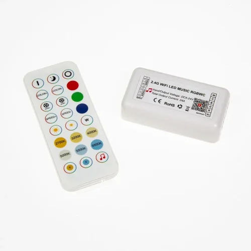 Контроллер с пультом JM-WIFI-RF24-05 P705 (tuya dual-mode WIFI, RGBCCT, DC5-24V, 5ch*4.8A, 120-576W) - фото I