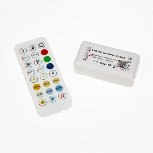 Контроллер с пультом JM-WIFI-RF24-05 P705 (tuya dual-mode WIFI, RGBCCT, DC5-24V, 5ch*4.8A, 120-576W) - фото I