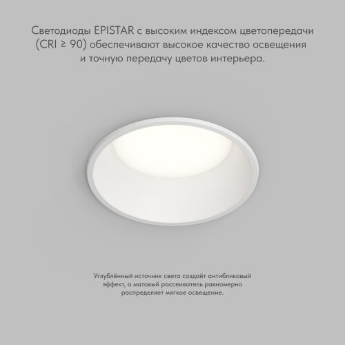Встраиваемый влагозащищенный светильник TRIM, 12 Вт LED 3000-4000-6500K, IP44, алюминий, акрил. Фото 3