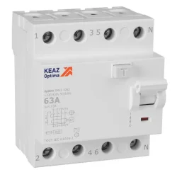 Выключатель дифференциального тока (УЗО) 4п 63А 30мА тип AC 4.5кА OptiDin DM63-4263 УХЛ4 КЭАЗ 343893