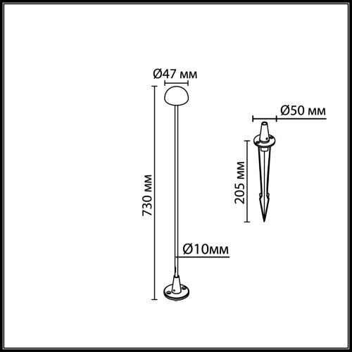 Ландшафтный светильник «ODEON LIGHT» 7122/4GLA, серия: VERDE (крепление на основание; колышек). Фото 3.