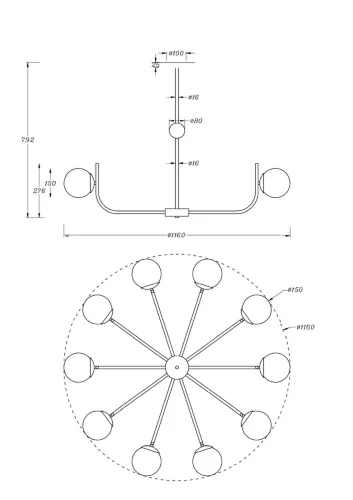 Подвесной светильник Rendez-vous E14х10 (Латунь) - фото 4