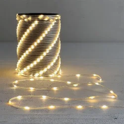 Гирлянда Роса 20м Тепло-Белая 24В, 400 LED, Провод Прозрачный ПВХ, IP65