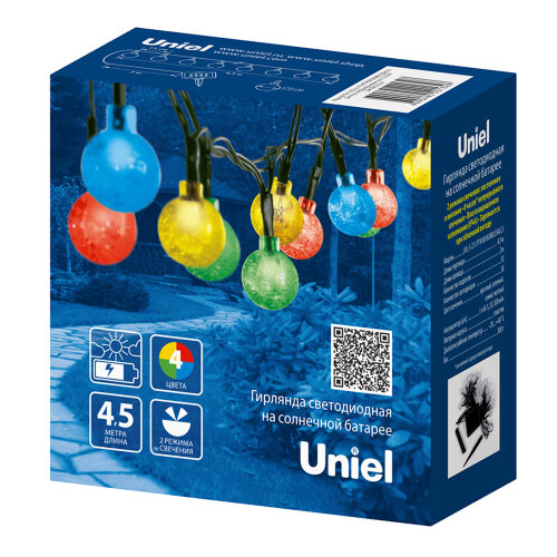 USL-S-231-PT4500 BUBBLE BALLS Садовая гирлянда на солнечной батарее Шарики-пузырьки, 30 светодиодов, Разноцветный свет, 1xАА Ni-Mh аккумулятор в-к, IP44, TM Uniel - фото 7