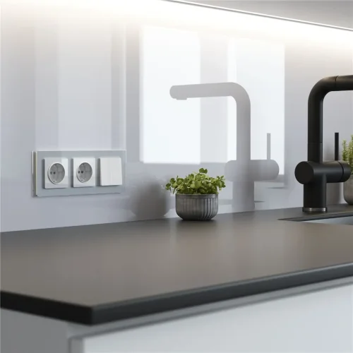 Выключатель одноклавишный с подсветкой (белый акрил) W1110141 - фото 2