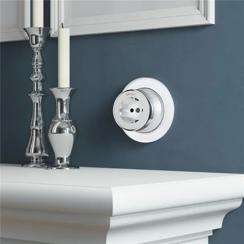 Розетка с заземлением Vintage серебро матовый/хром W5871054 - фото 4