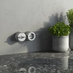 Розетка с заземлением Vintage серебро матовый/хром W5871054