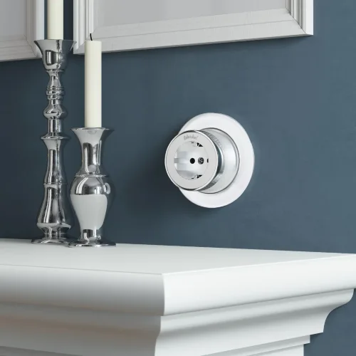 Розетка с заземлением Vintage серебро матовый/хром W5871054 - фото 4