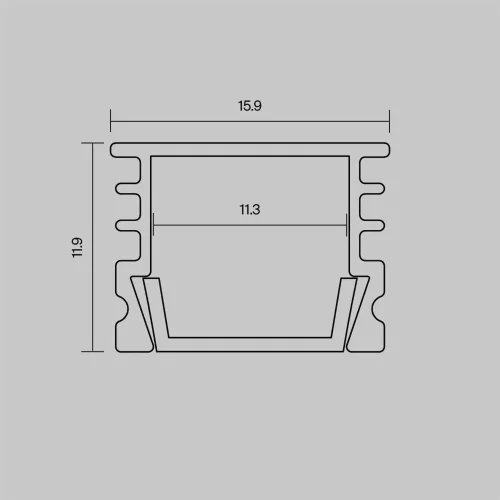 Алюминиевый профиль накладной 16x12 (Серебро, 2 м), ALM-005-S-2M 631012 (Серебро) - фото 5