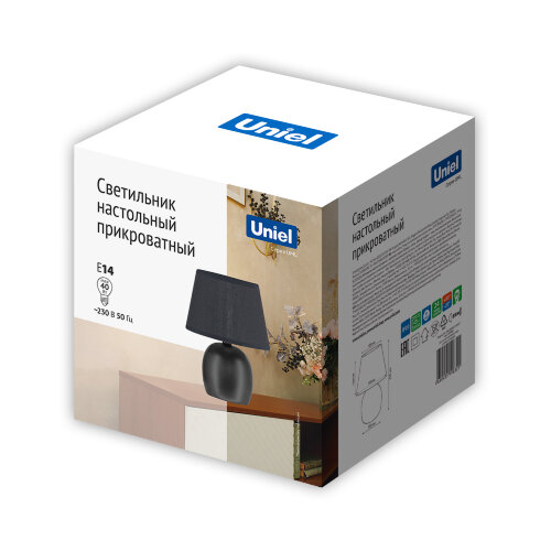 UML-B304 E14 BLACK Светильник настольный декоративный под лампу Е14, 40W, Механический выключатель, Черный - фото 3