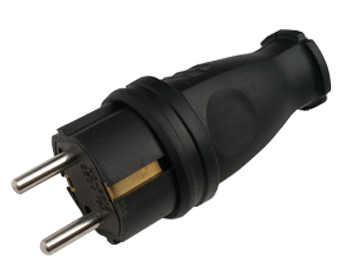 Вилка прямая с заземлением каучук 16А IP44 черная 9210 IN HOME - Фото