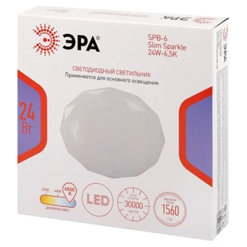 Светильник светодиодный Классик SPB-6 Slim Sparkle WH 24W-6.5K 24Вт 6500К без ДУ Эра Б0069788 - фото 3