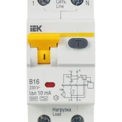 Выключатель автоматический дифференциального тока 2п (1P+N) B 16А 10мА тип A 6кА АВДТ-32 KARAT IEK MAD22-5-016-B-10